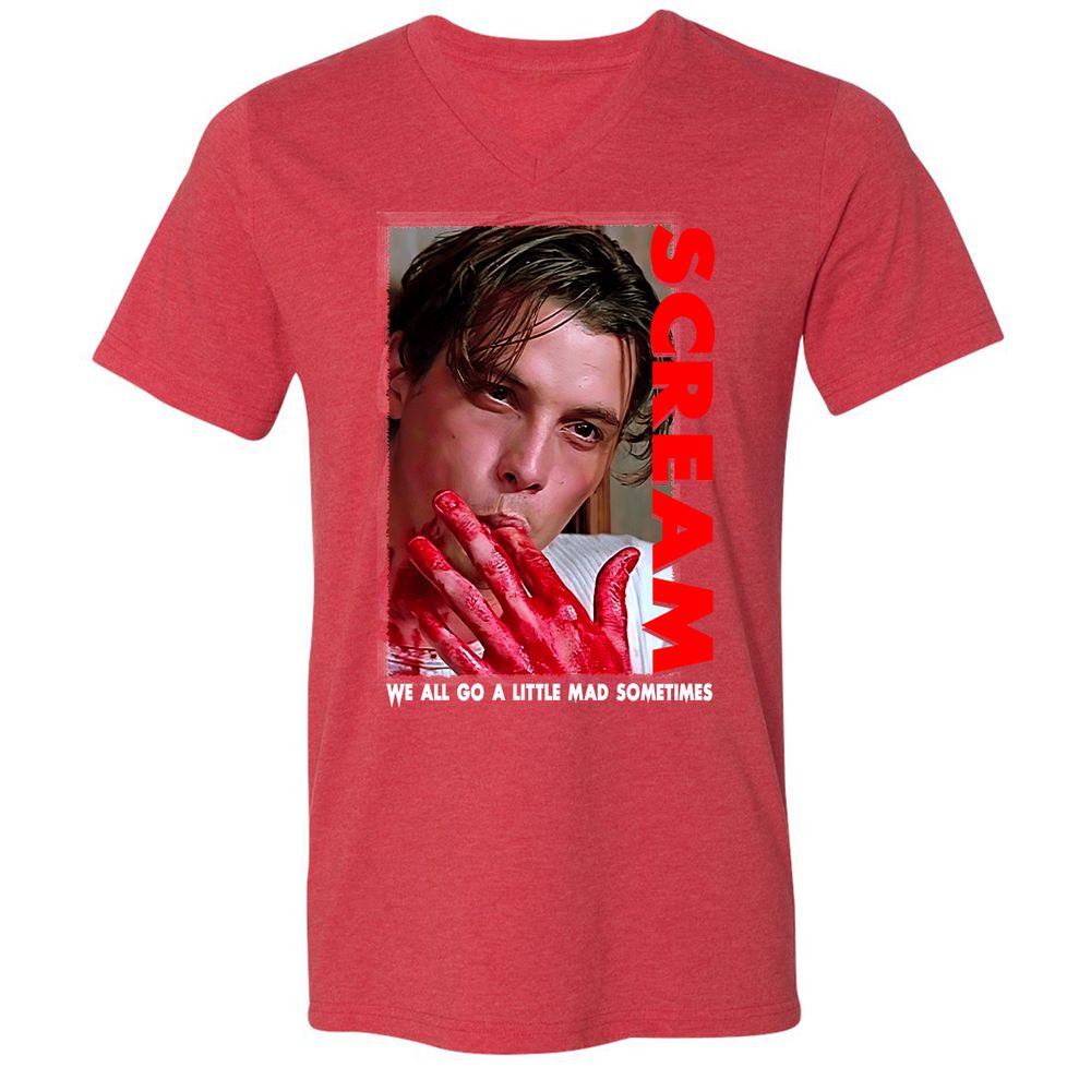 Unisex V-Neck T-Shirt - 64QJ4B6D - Heather Red - 16