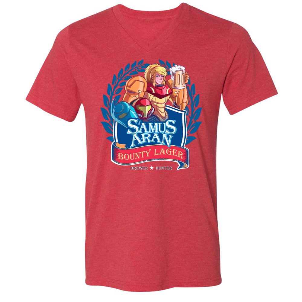 Unisex V-Neck T-Shirt - ZVN2KC5K - Heather Red - 16