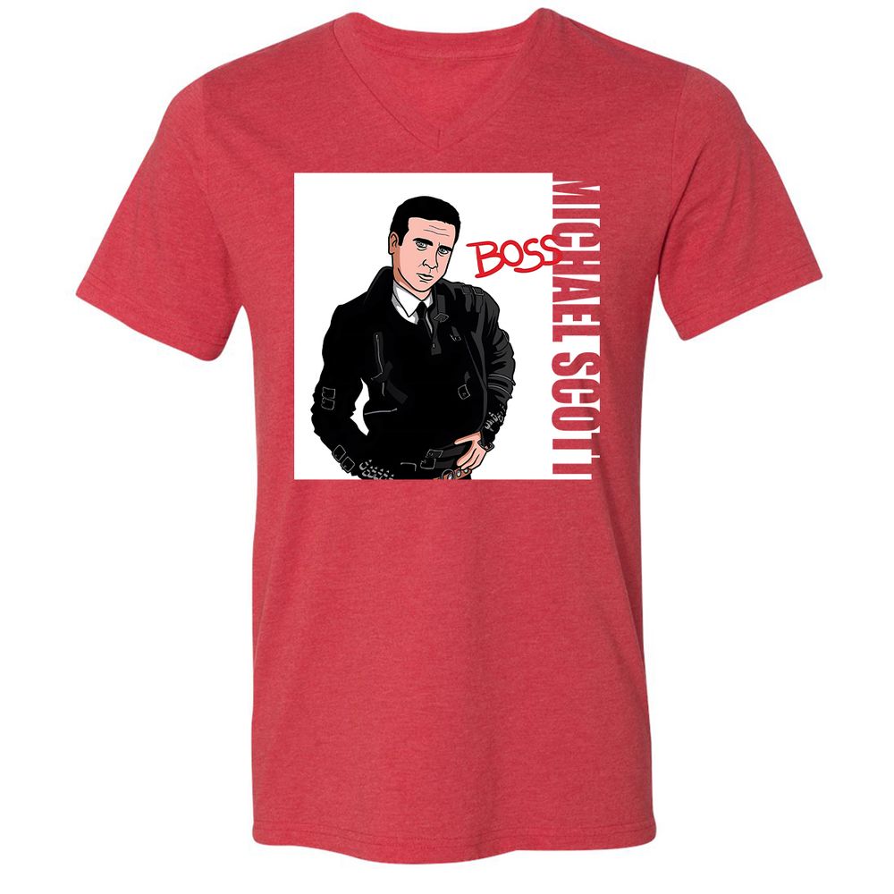 Unisex V-Neck T-Shirt - MZP4A9WC - Heather Red - 16