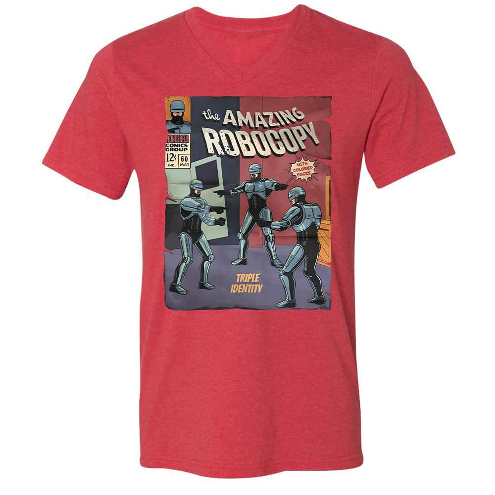 Unisex V-Neck T-Shirt - RUGQH3AP - Heather Red - 16