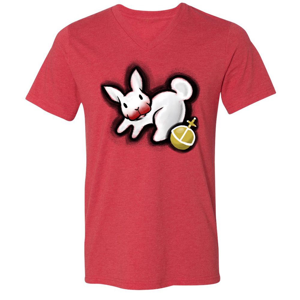 Unisex V-Neck T-Shirt - 2GAP4GEW - Heather Red - 16