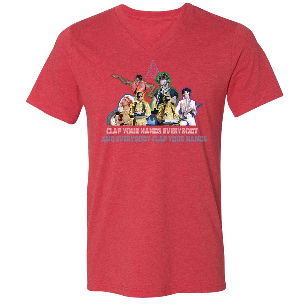 Unisex V-Neck T-Shirt - 5JR2NCLV - Heather Red - 16