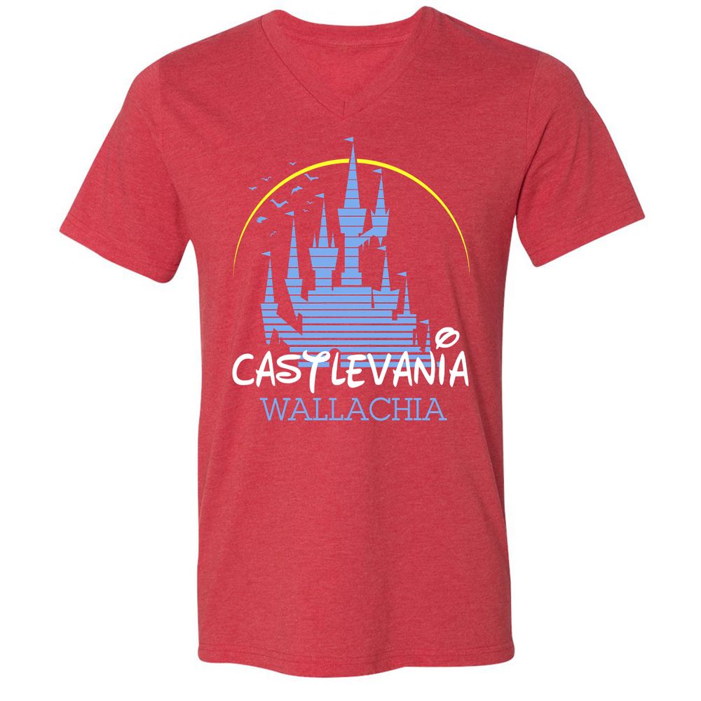 Unisex V-Neck T-Shirt - 6YBFHAHU - Heather Red - 16