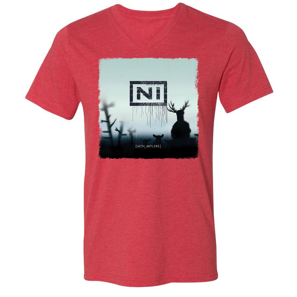 Unisex V-Neck T-Shirt - DTDLWKL4 - Heather Red - 16