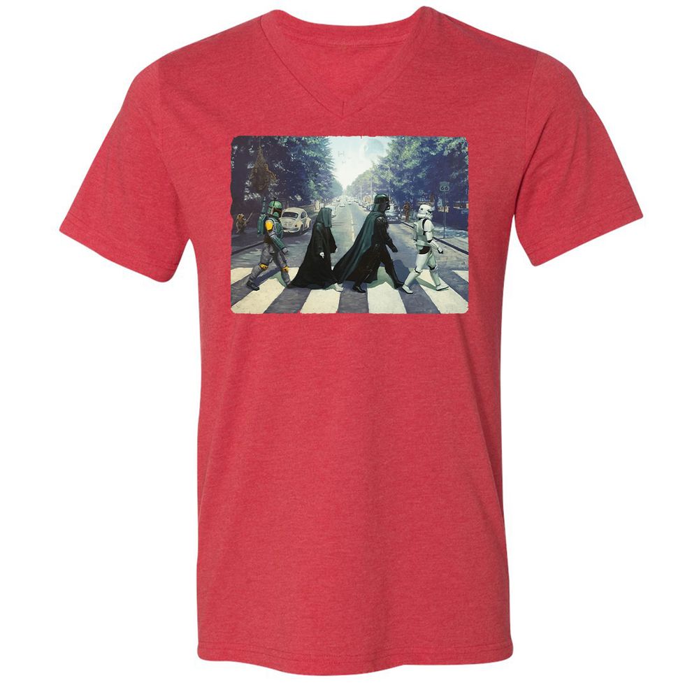 Unisex V-Neck T-Shirt - KT87ND3C - Heather Red - 16