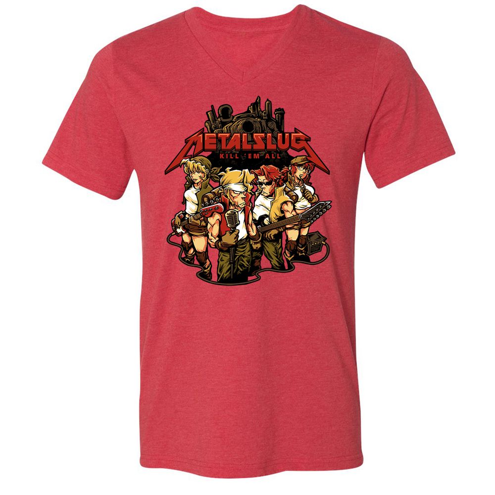 Unisex V-Neck T-Shirt - 9J1E4TKR - Heather Red - 16
