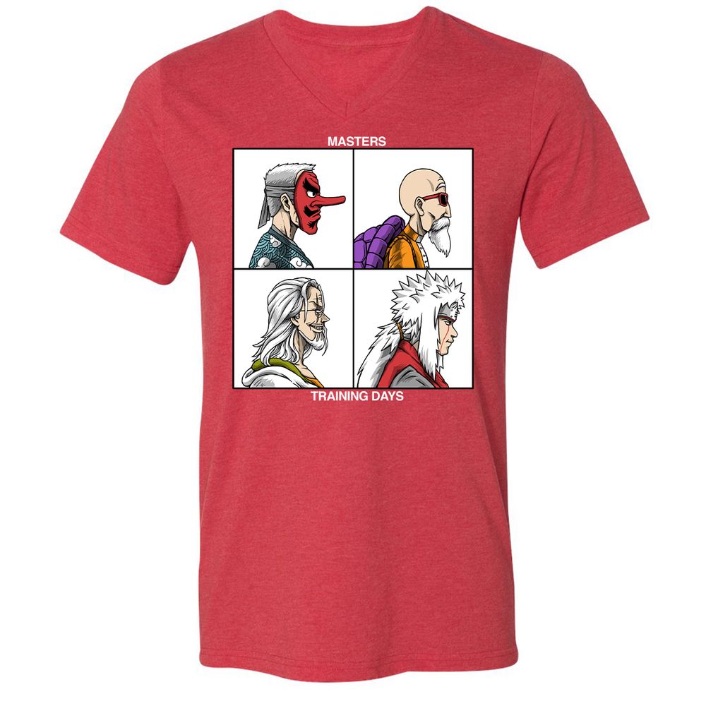 Unisex V-Neck T-Shirt - QCP7ZN2H - Heather Red - 16