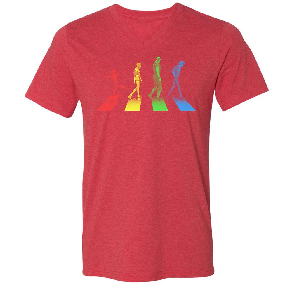 Unisex V-Neck T-Shirt - L473JG4H - Heather Red - 16