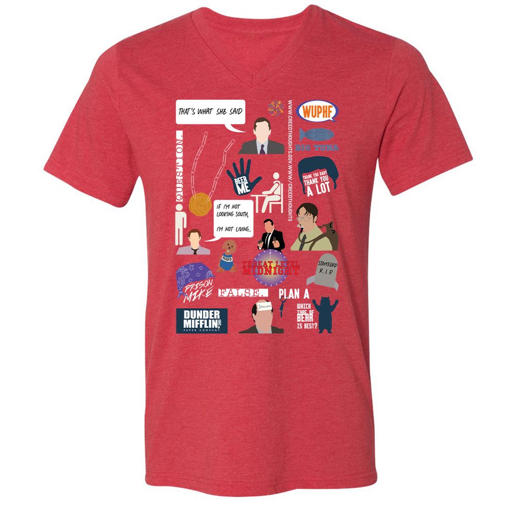 Unisex V-Neck T-Shirt - 5J31261M - Heather Red - 16