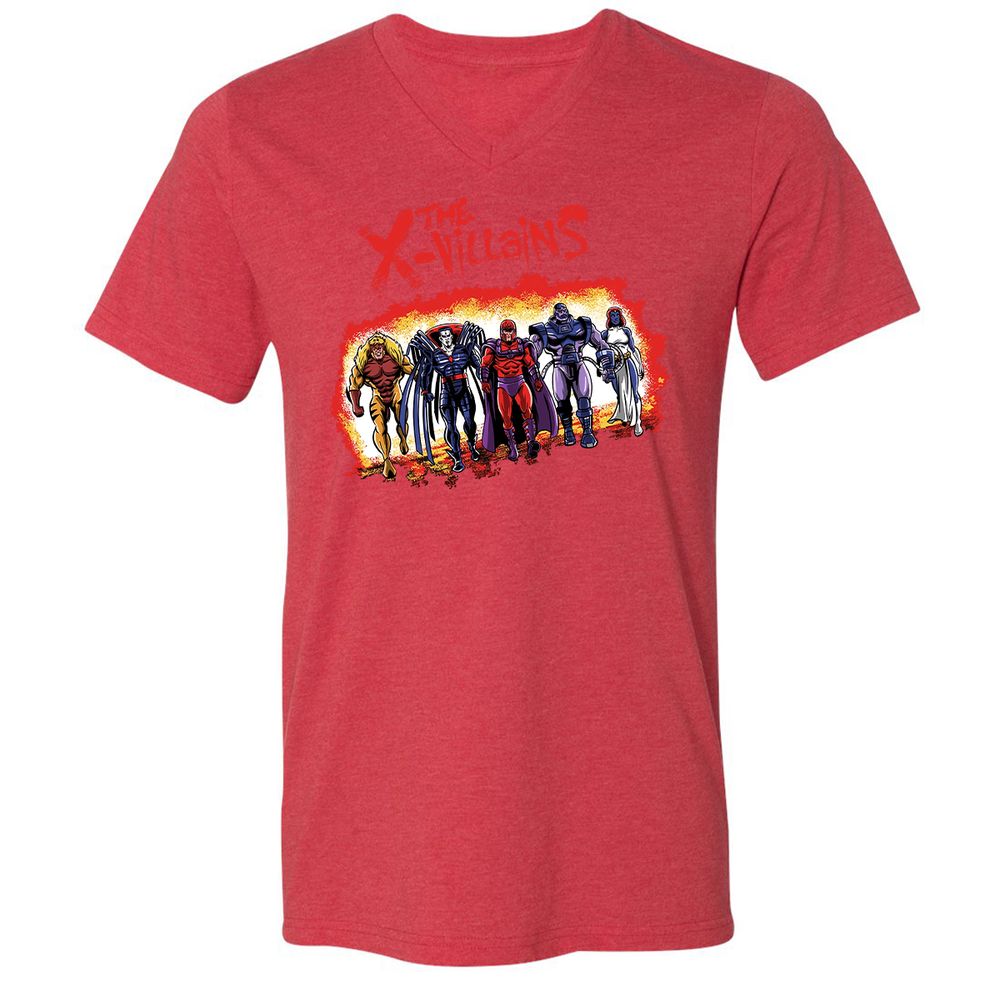 Unisex V-Neck T-Shirt - ZK1XLCWV - Heather Red - 16