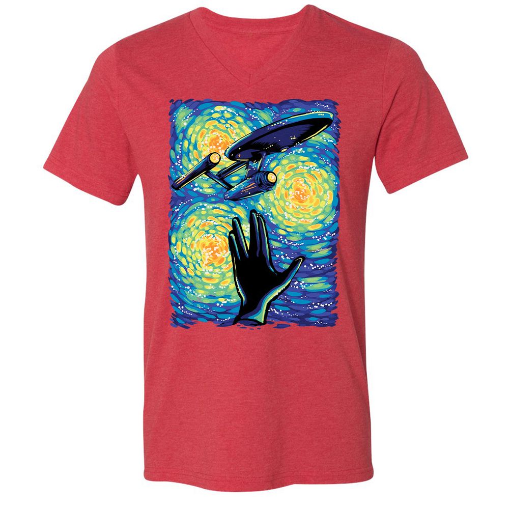 Unisex V-Neck T-Shirt - EJ86WJ24 - Heather Red - 16