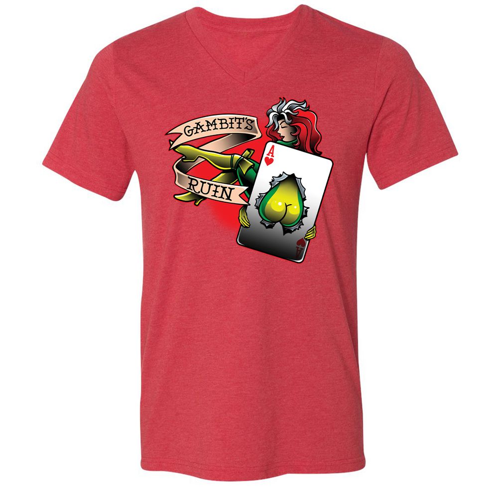 Unisex V-Neck T-Shirt - K19KYJFX - Heather Red - 16