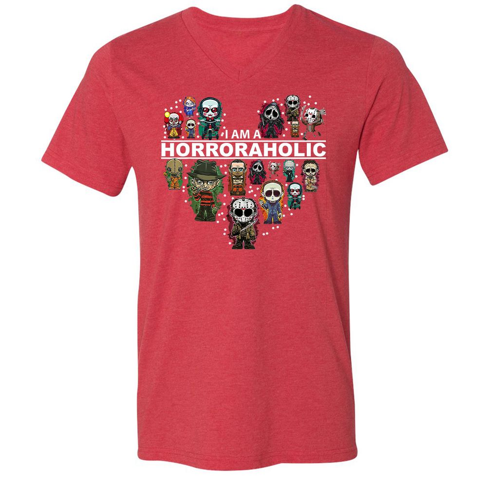 Unisex V-Neck T-Shirt - CMVEXHCL - Heather Red - 16