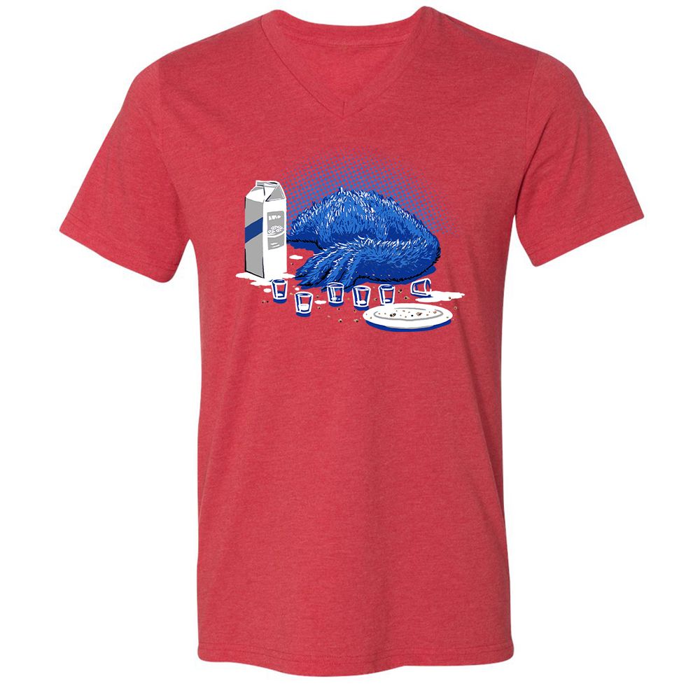 Unisex V-Neck T-Shirt - LJFVAHP8 - Heather Red - 16