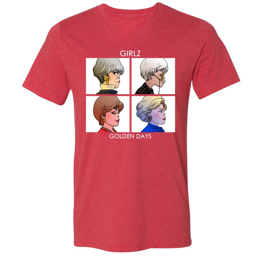 Unisex V-Neck T-Shirt - EMEHLG3C - Heather Red - 16