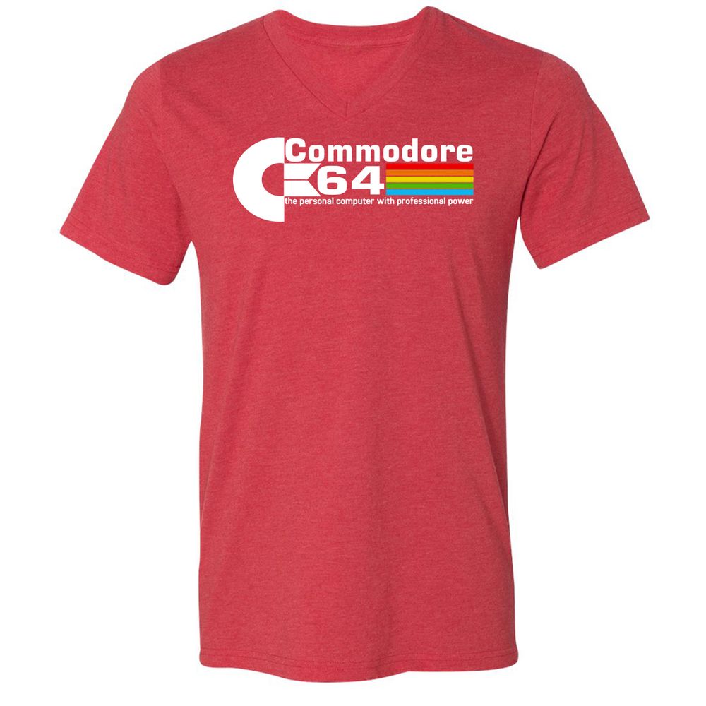 Unisex V-Neck T-Shirt - QE6GK54M - Heather Red - 16