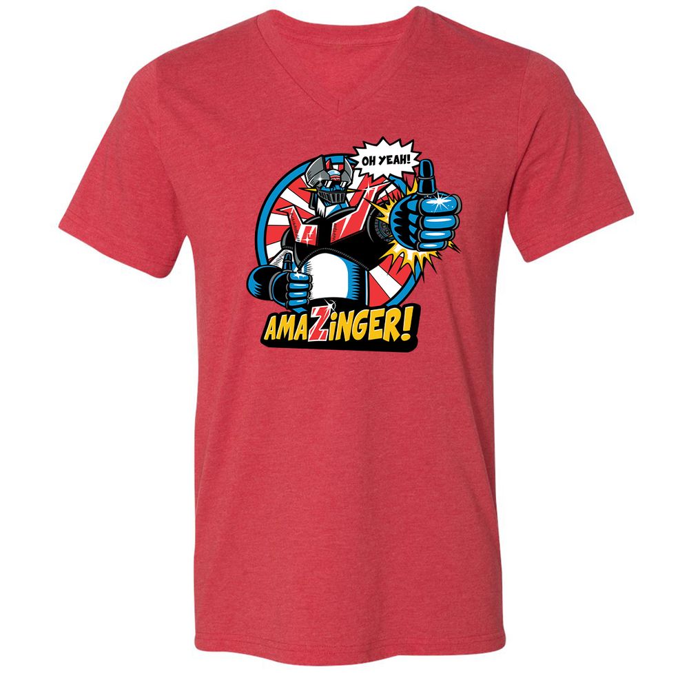 Unisex V-Neck T-Shirt - FELA2ZEM - Heather Red - 16