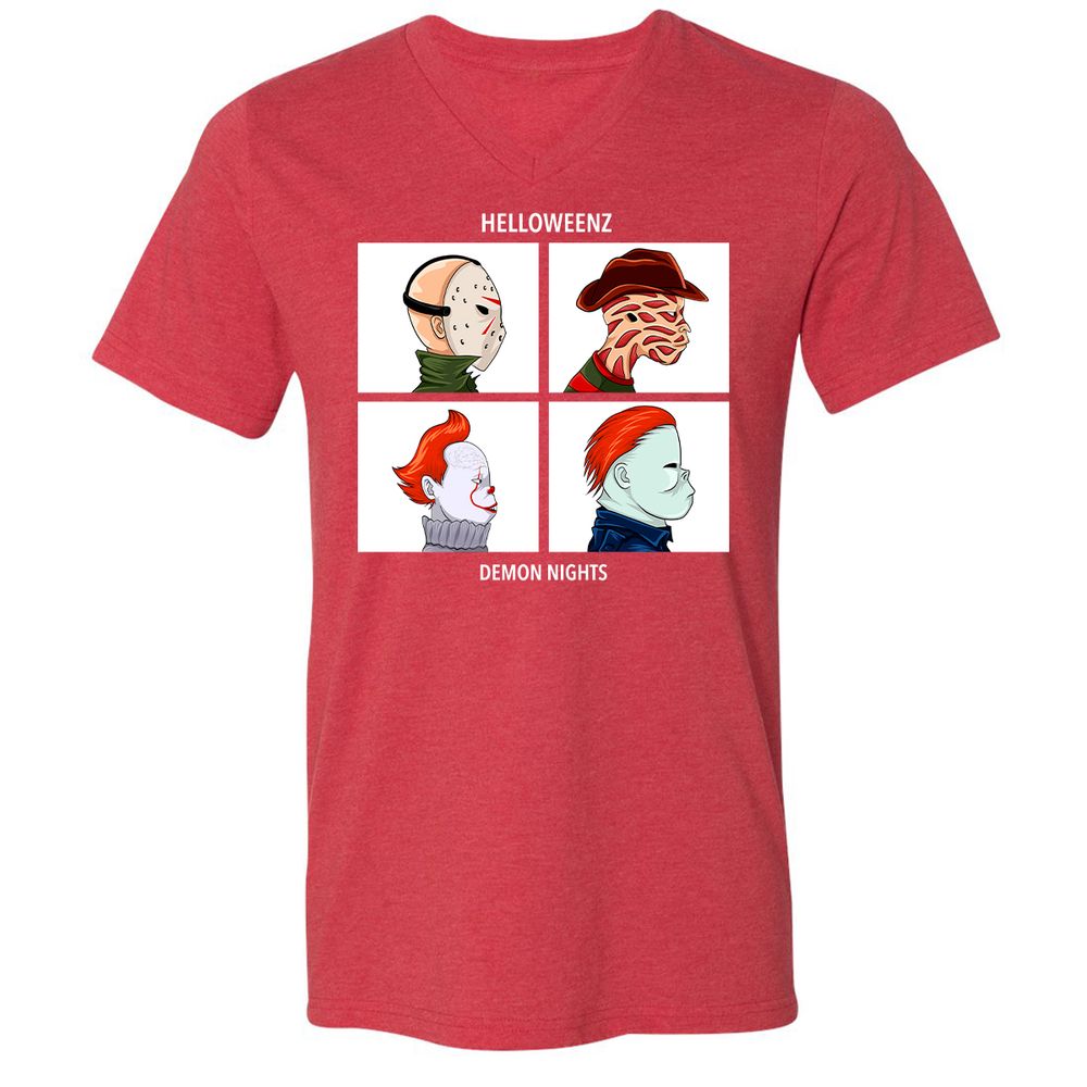 Unisex V-Neck T-Shirt - H1EBDSJJ - Heather Red - 16
