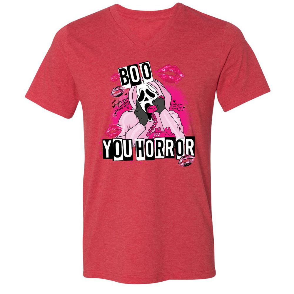 Unisex V-Neck T-Shirt - A3A8Q1EJ - Heather Red - 16
