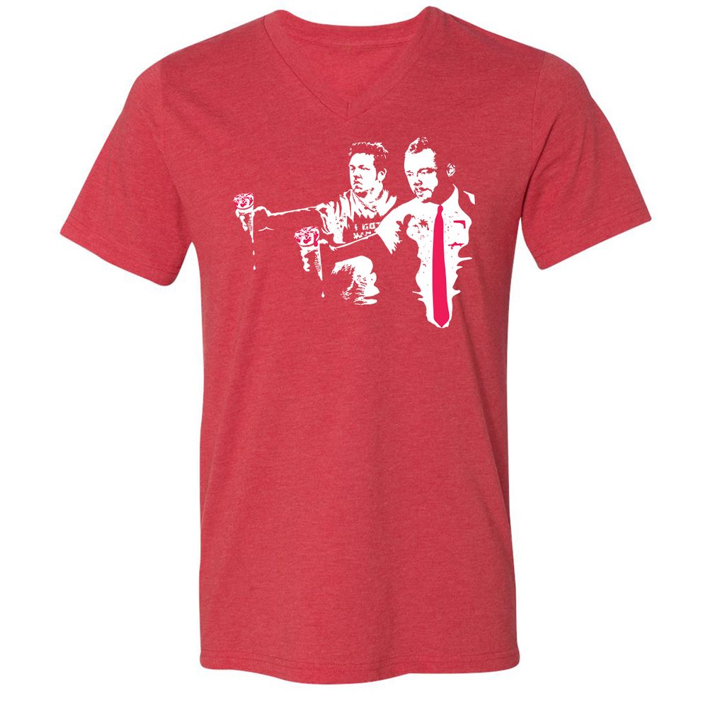 Unisex V-Neck T-Shirt - 18DFFRWE - Heather Red - 16