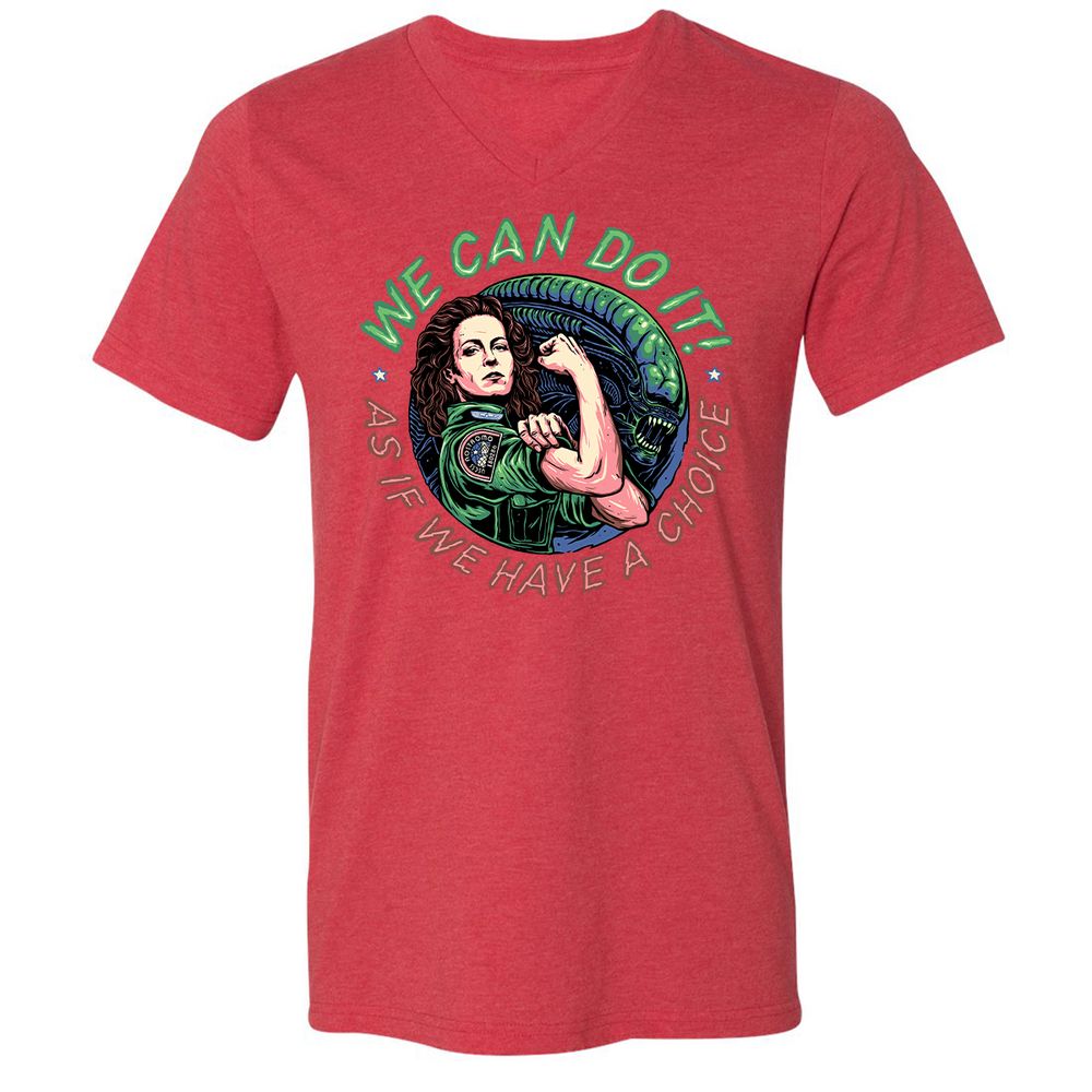 Unisex V-Neck T-Shirt - C7YYFLEB - Heather Red - 16