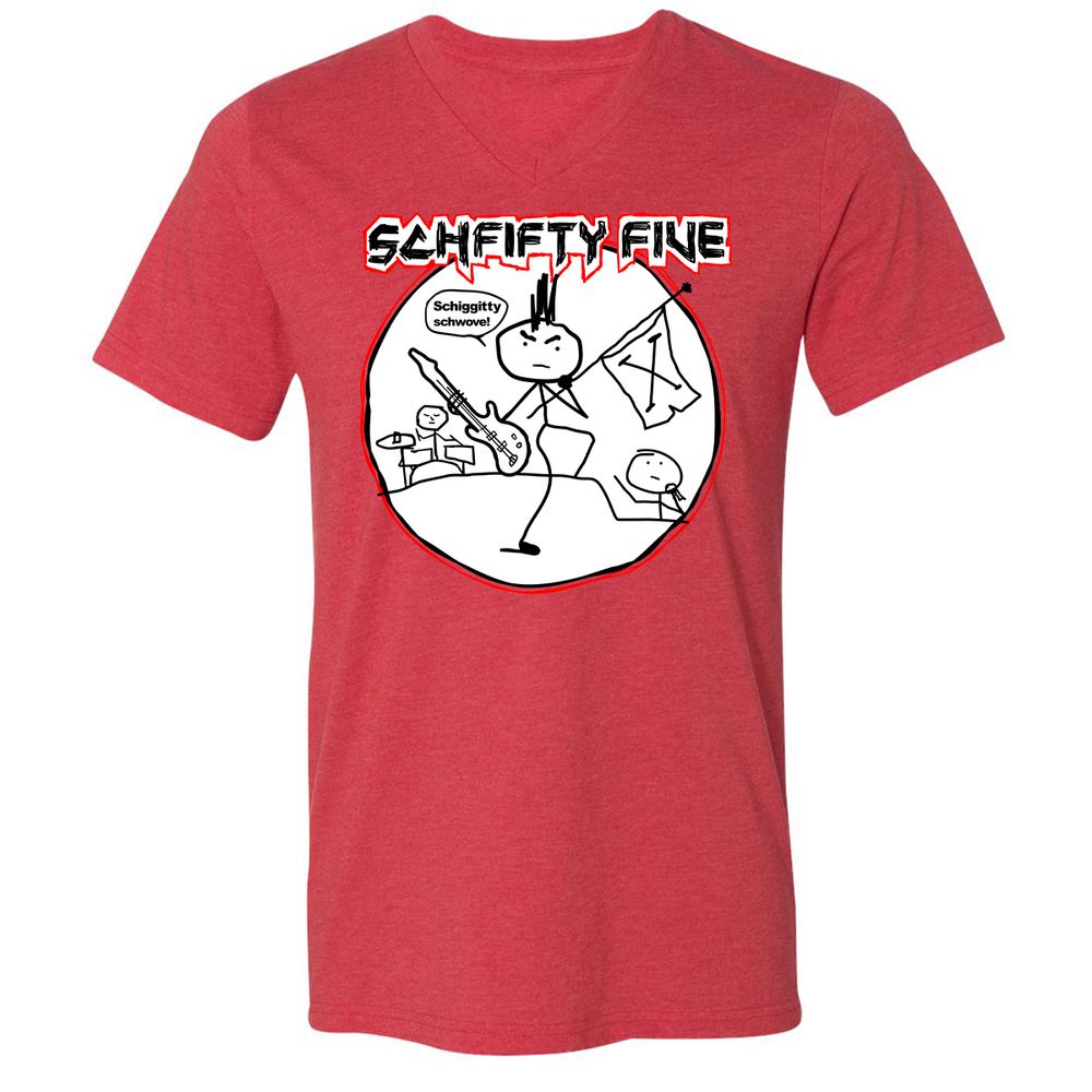 Unisex V-Neck T-Shirt - FTJEWNFN - Heather Red - 16