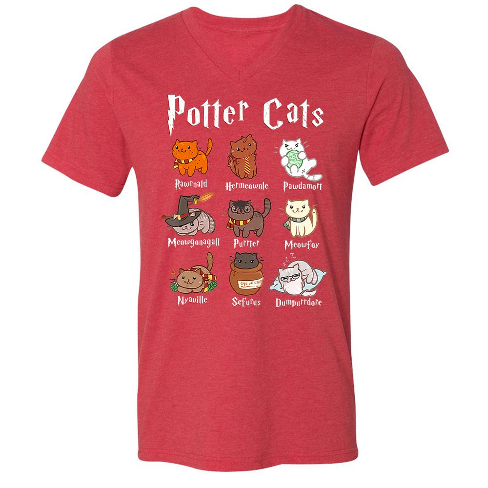 Unisex V-Neck T-Shirt - X7KL3T1V - Heather Red - 16