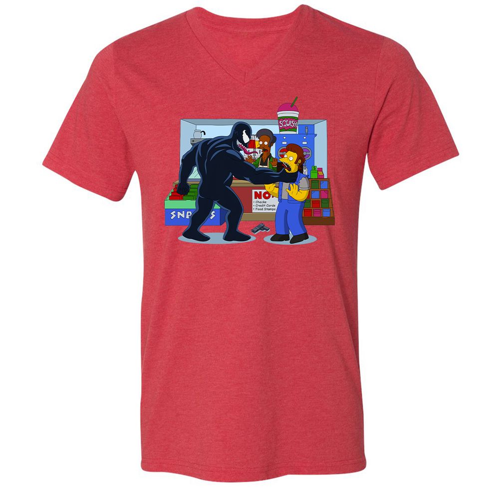 Unisex V-Neck T-Shirt - MQZKJBHY - Heather Red - 16