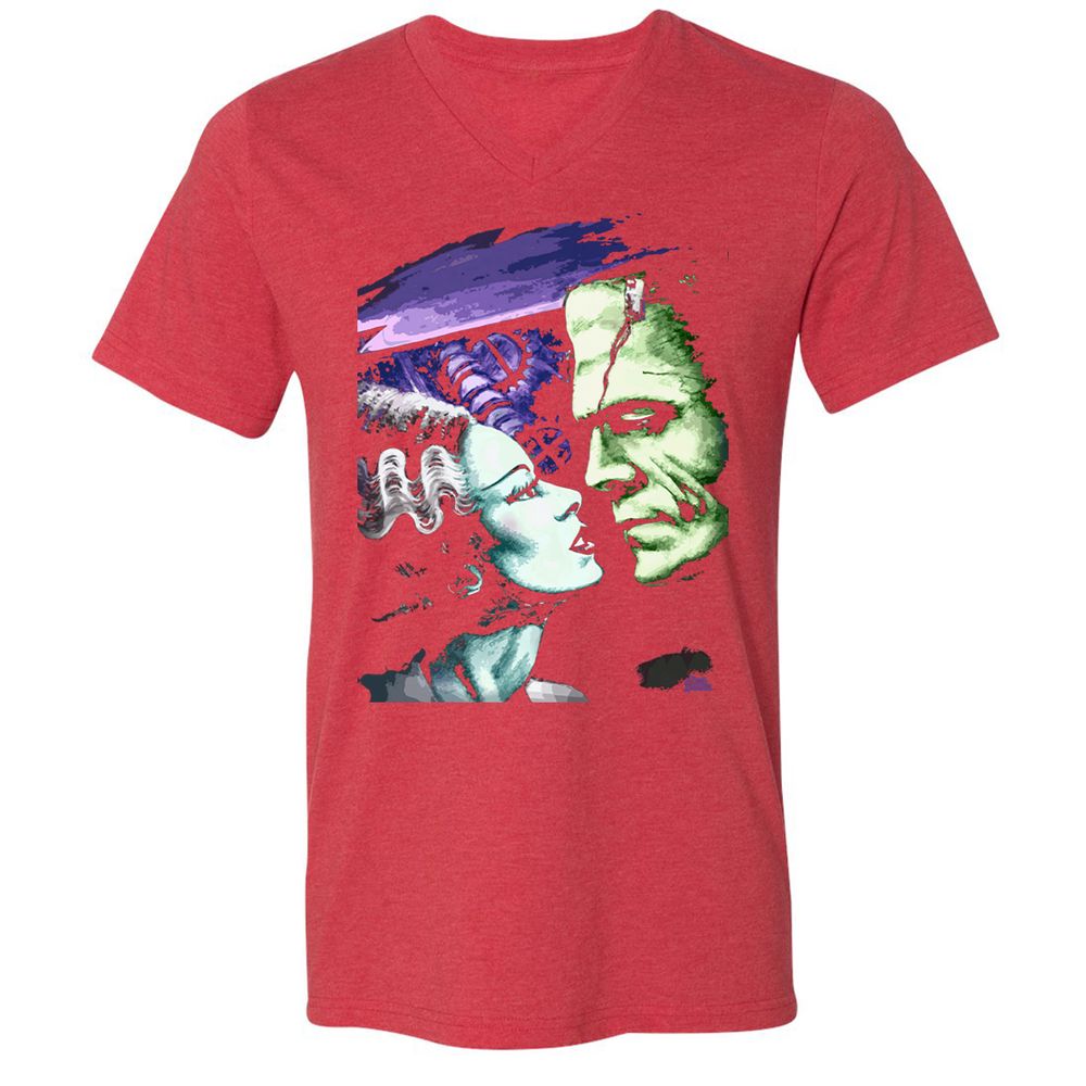 Unisex V-Neck T-Shirt - 8FCJXLRW - Heather Red - 16
