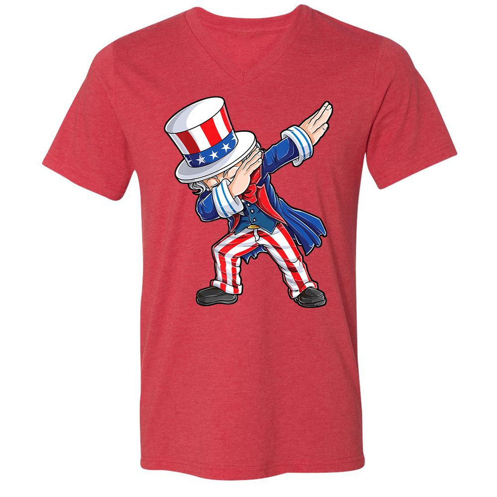 Unisex V-Neck T-Shirt - 9BWZB4LC - Heather Red - 16