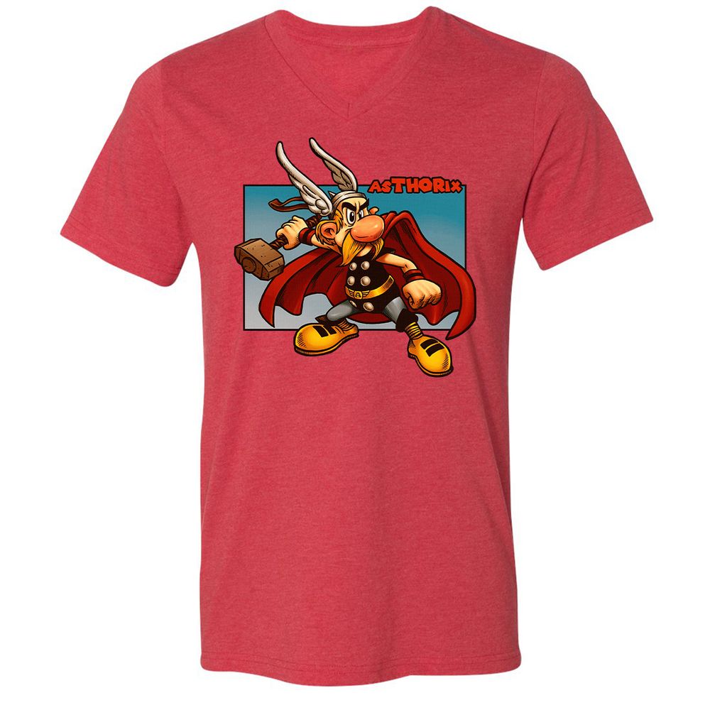 Unisex V-Neck T-Shirt - CK4KJGUY - Heather Red - 16