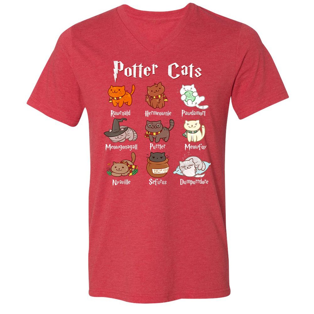 Unisex V-Neck T-Shirt - T7NK24Y6 - Heather Red - 16