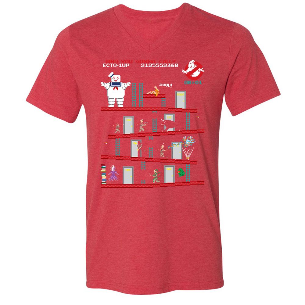 Unisex V-Neck T-Shirt - QUD3YU4T - Heather Red - 16