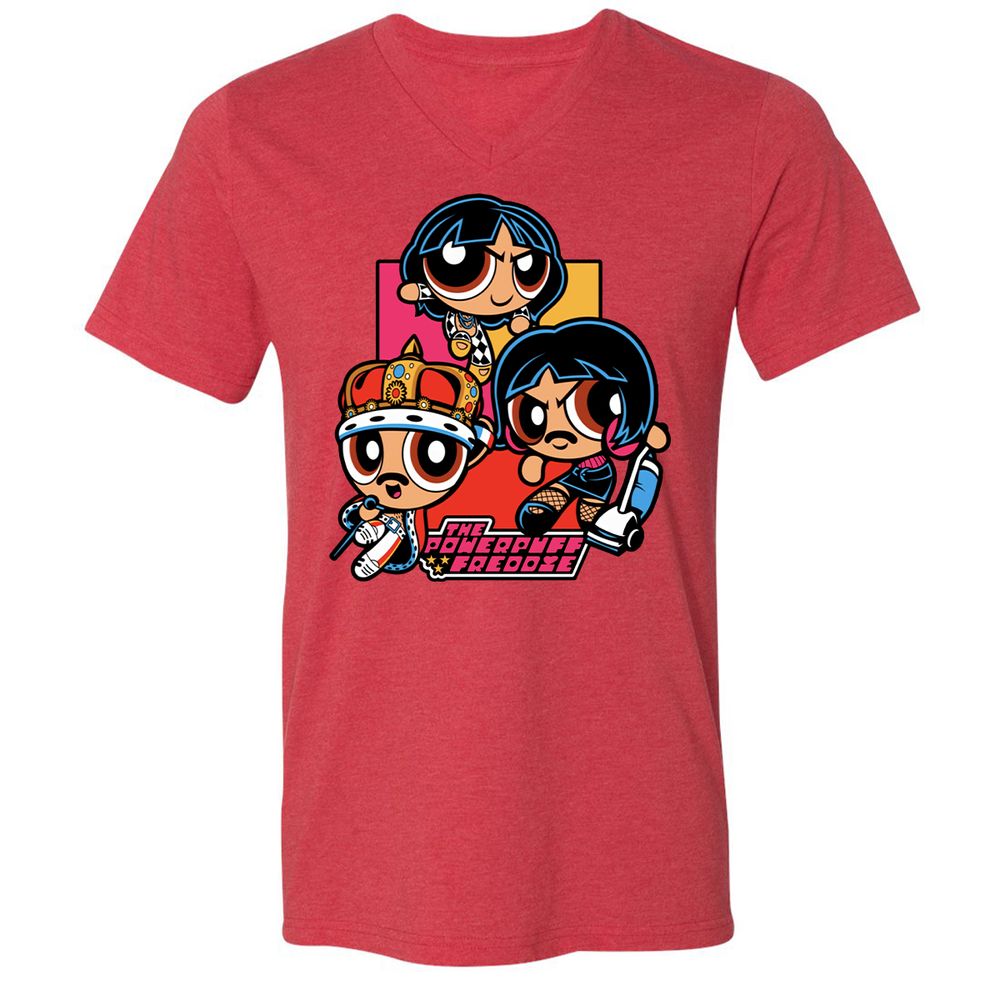 Unisex V-Neck T-Shirt - QQZM34J8 - Heather Red - 16