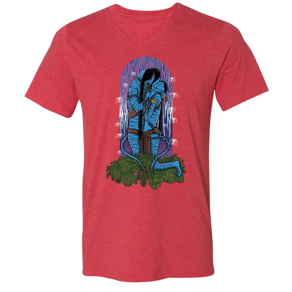 Unisex V-Neck T-Shirt - 3EVJAAGJ - Heather Red - 16