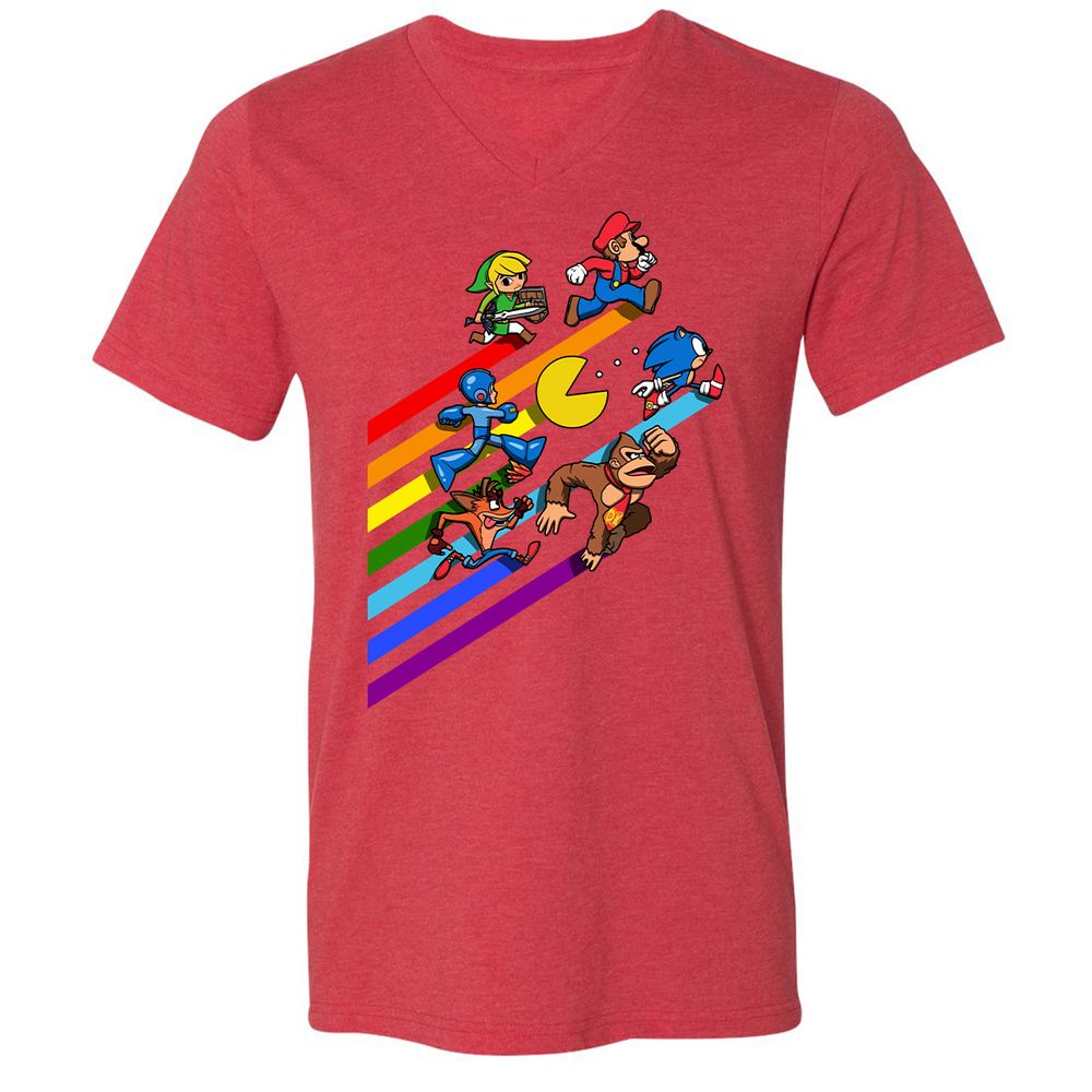 Unisex V-Neck T-Shirt - 2P46WR3A - Heather Red - 16