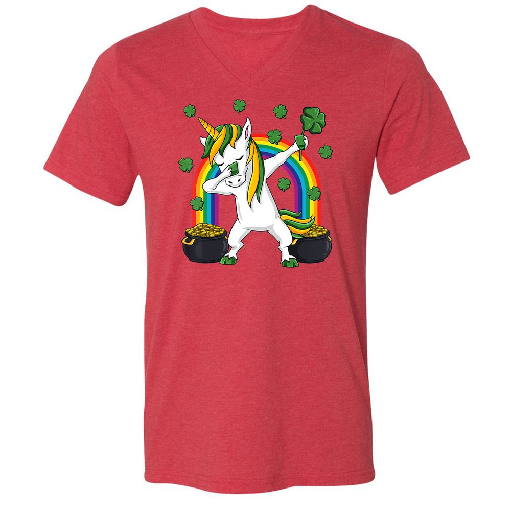 Unisex V-Neck T-Shirt - L7CL4AZK - Heather Red - 16