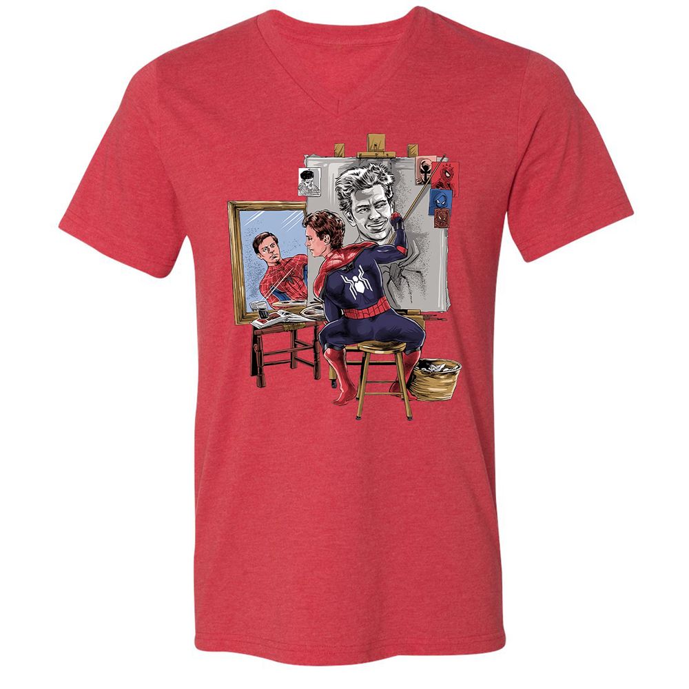 Unisex V-Neck T-Shirt - NHQ8TF3B - Heather Red - 16