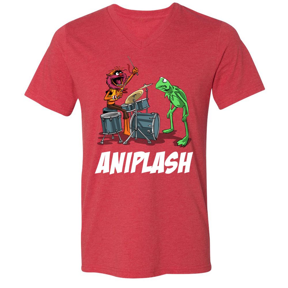 Unisex V-Neck T-Shirt - T6JSM8SV - Heather Red - 16