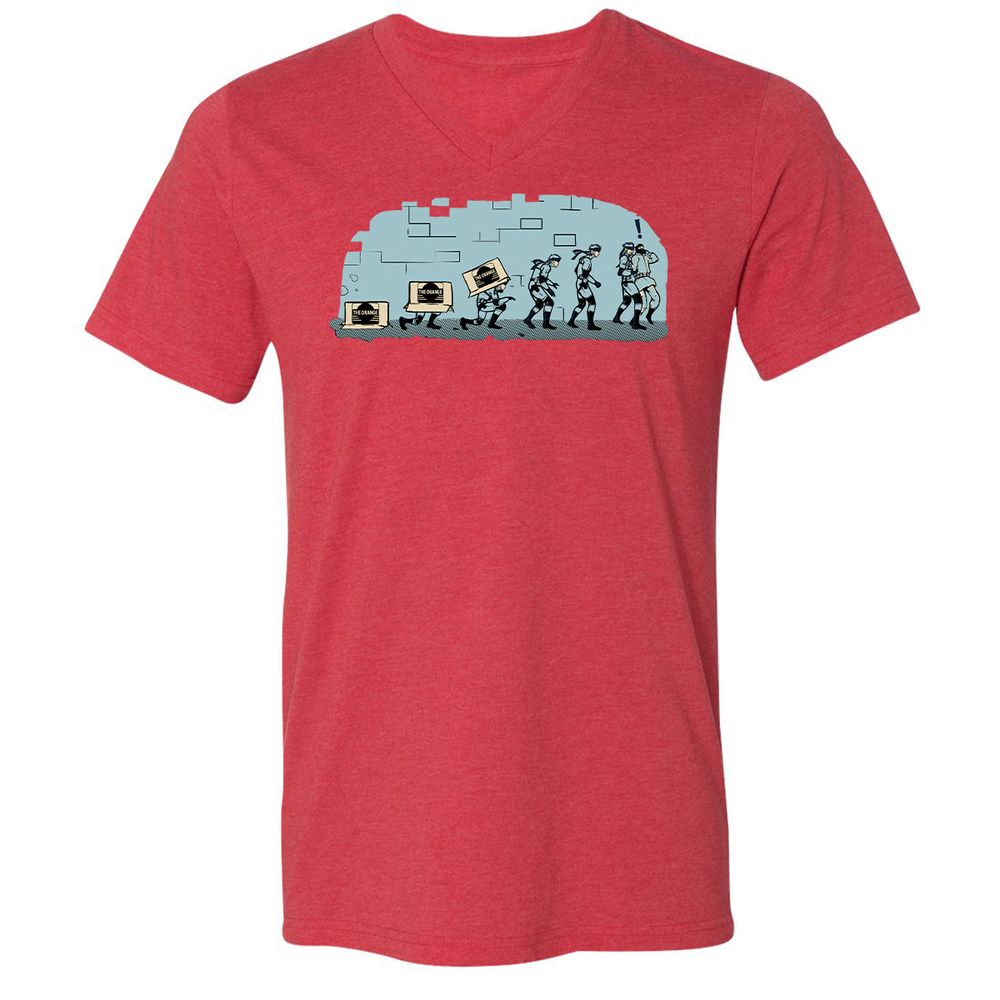 Unisex V-Neck T-Shirt - R16BXFC9 - Heather Red - 16
