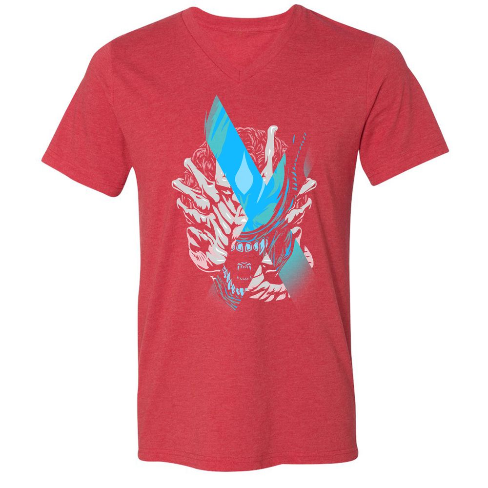 Unisex V-Neck T-Shirt - X6XW7949 - Heather Red - 16