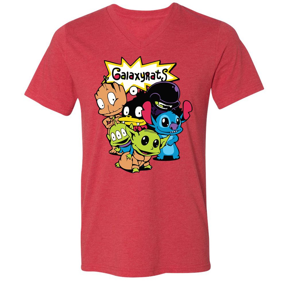 Unisex V-Neck T-Shirt - 89A7M179 - Heather Red - 16