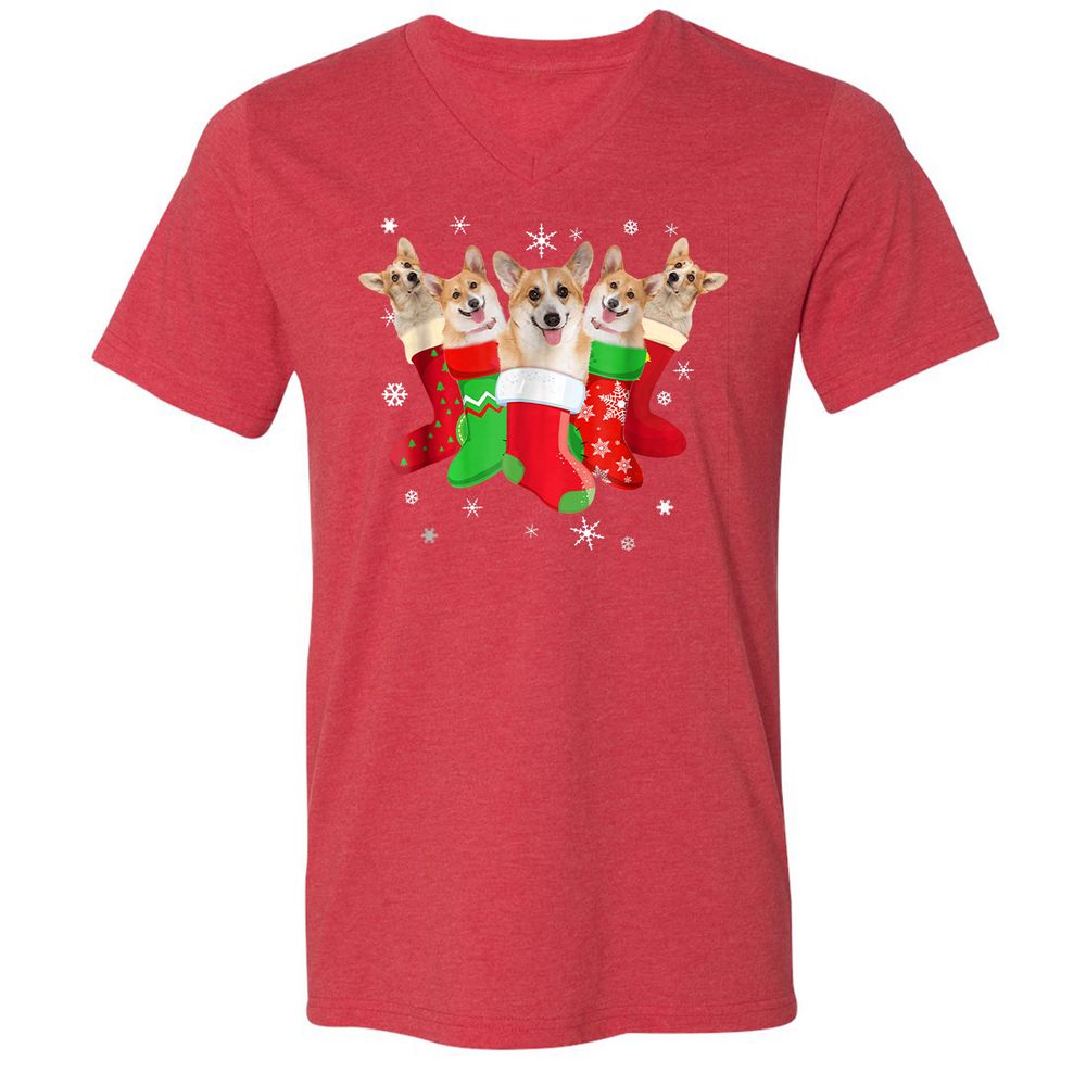 Unisex V-Neck T-Shirt - 5EV9MLPT - Heather Red - 16