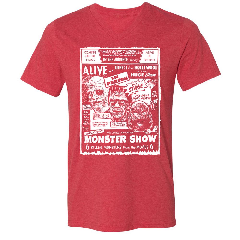 Unisex V-Neck T-Shirt - KCURS8MW - Heather Red - 16