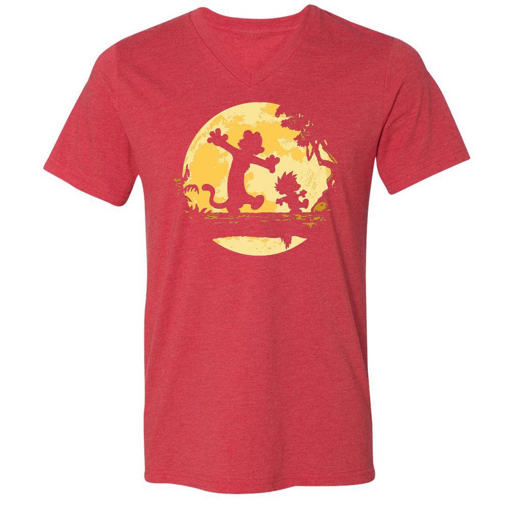 Unisex V-Neck T-Shirt - 7Y8HX3AQ - Heather Red - 16
