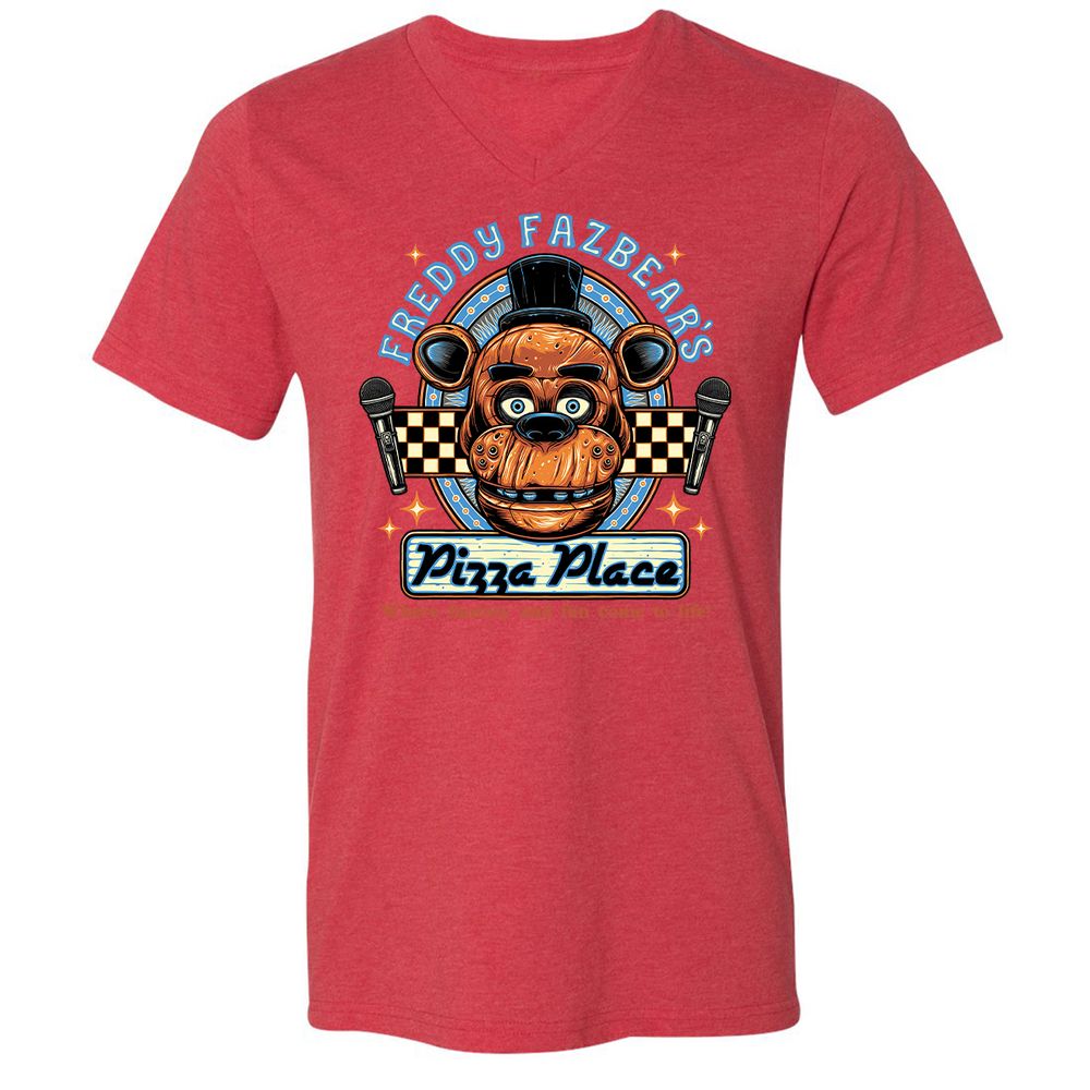 Unisex V-Neck T-Shirt - TBH9T4WC - Heather Red - 16