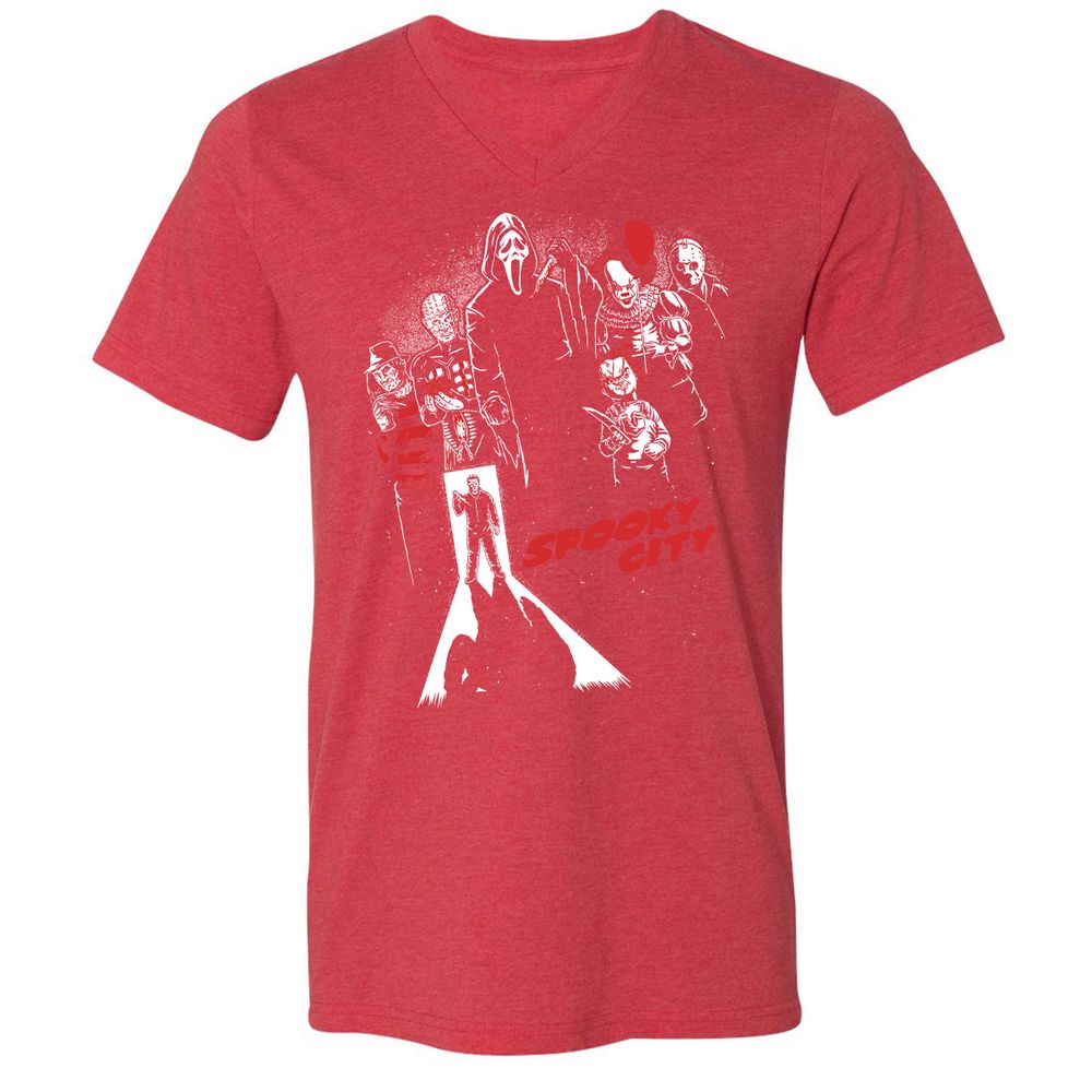 Unisex V-Neck T-Shirt - TA5EA8AE - Heather Red - 16