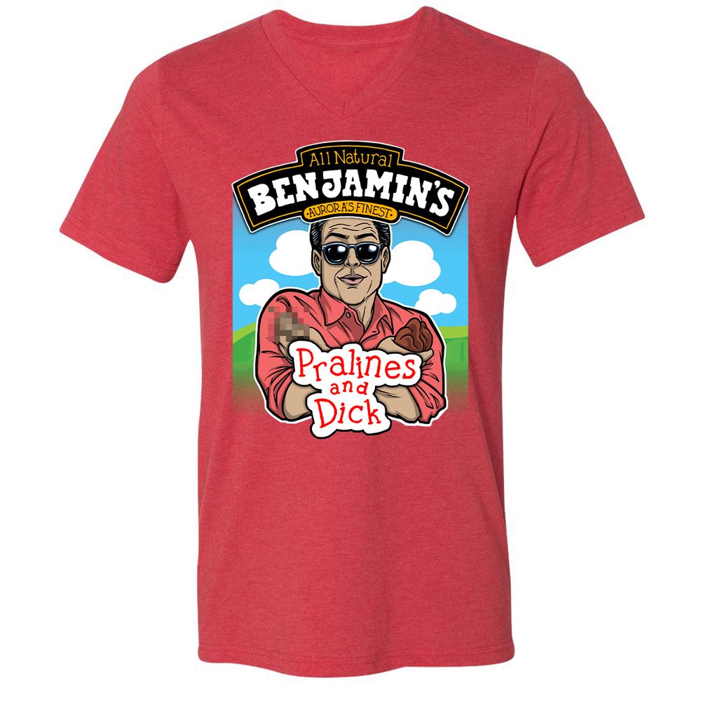 Unisex V-Neck T-Shirt - PN6APKQX - Heather Red - 16