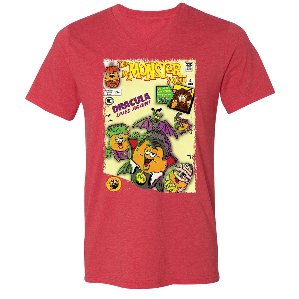 Unisex V-Neck T-Shirt - FUSW7T6Q - Heather Red - 16