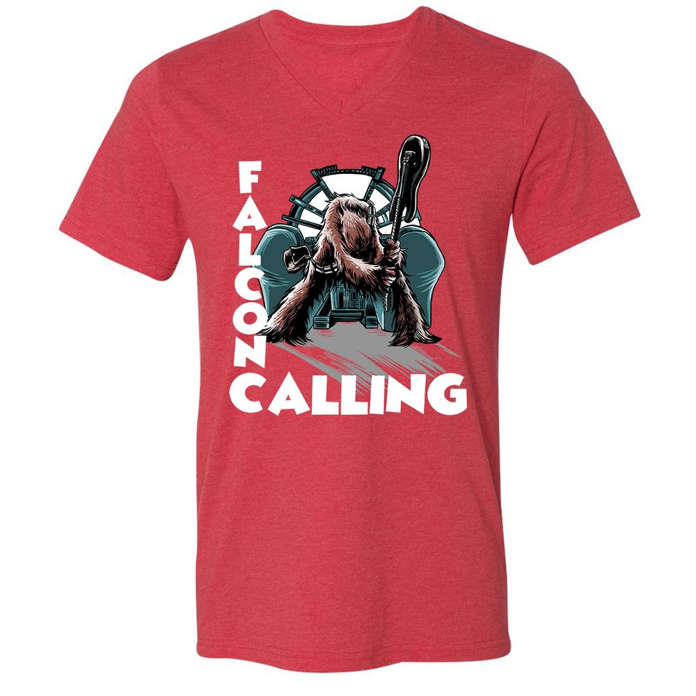 Unisex V-Neck T-Shirt - DHP3KXJJ - Heather Red - 16